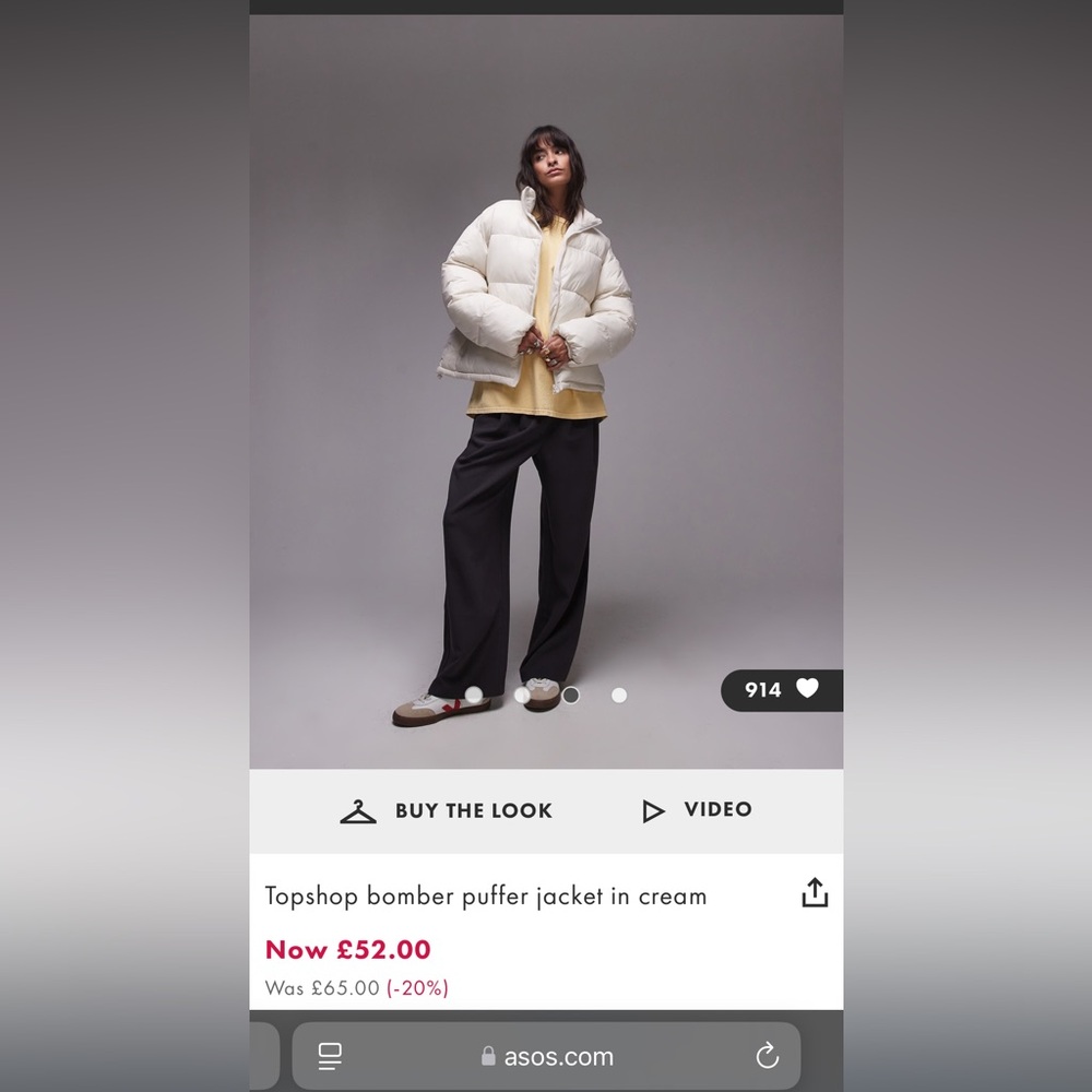 ASOS white puffer jacket